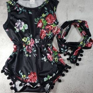 Baby Girl Floral Romper with Headband